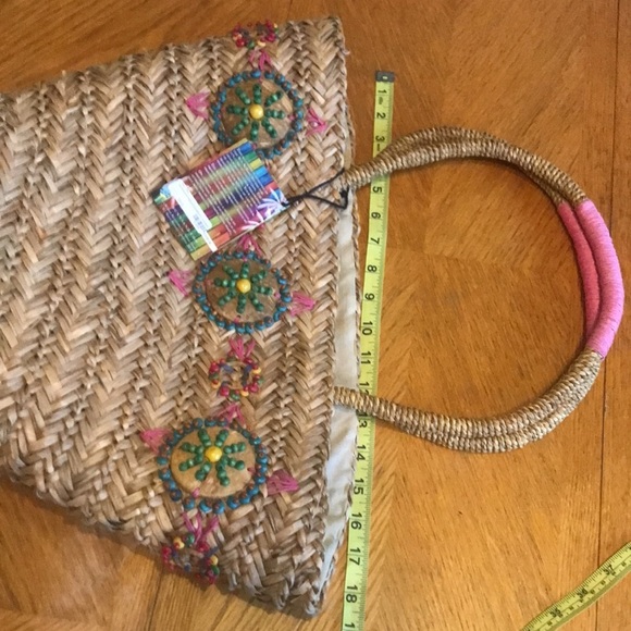Moroccan shoulder natural beach bag tote NWT - Picture 11 of 11